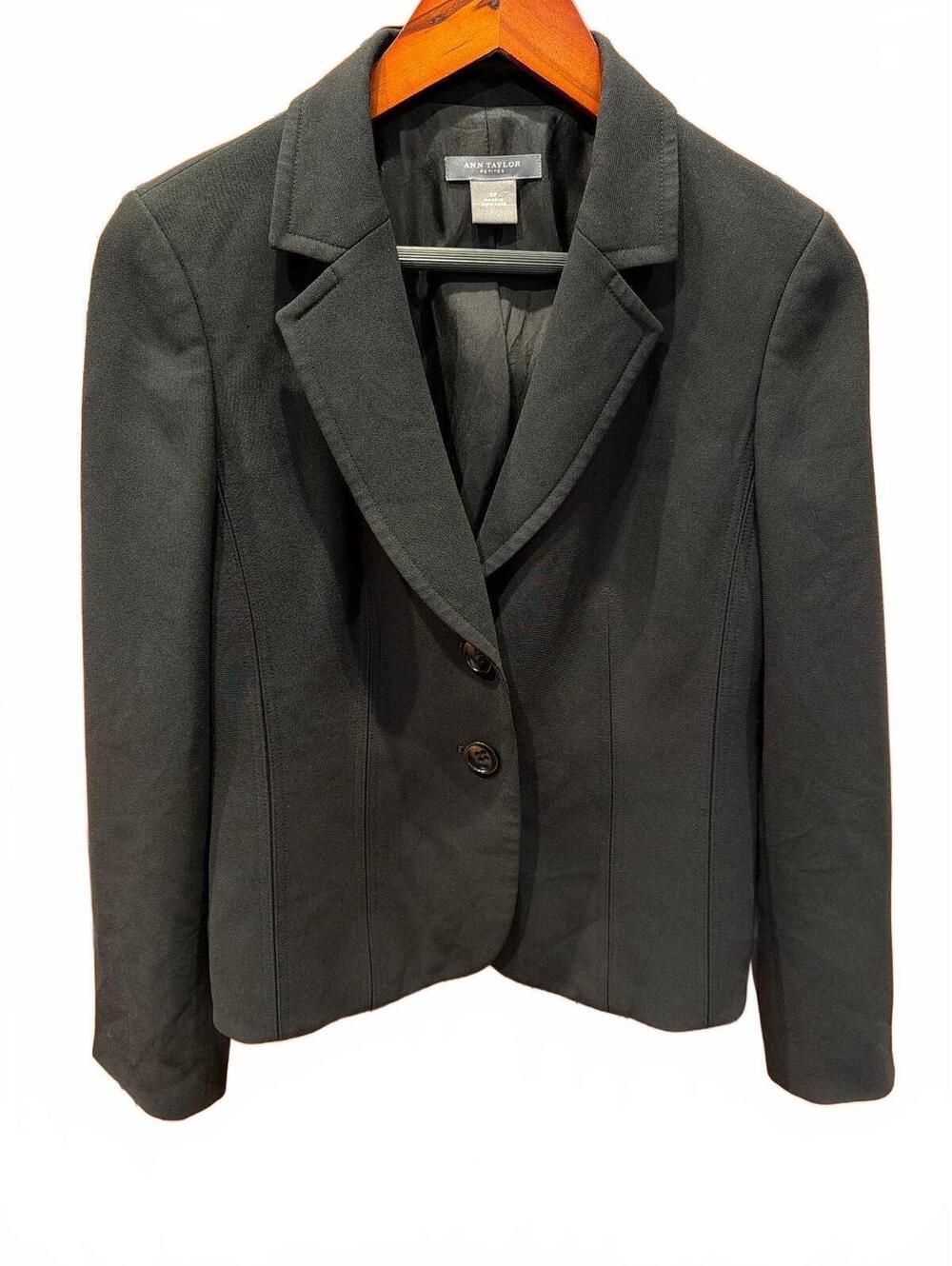 Ann Taylor Petites 0P Black Blazer Classic Timeless Office Academia Formal Basic